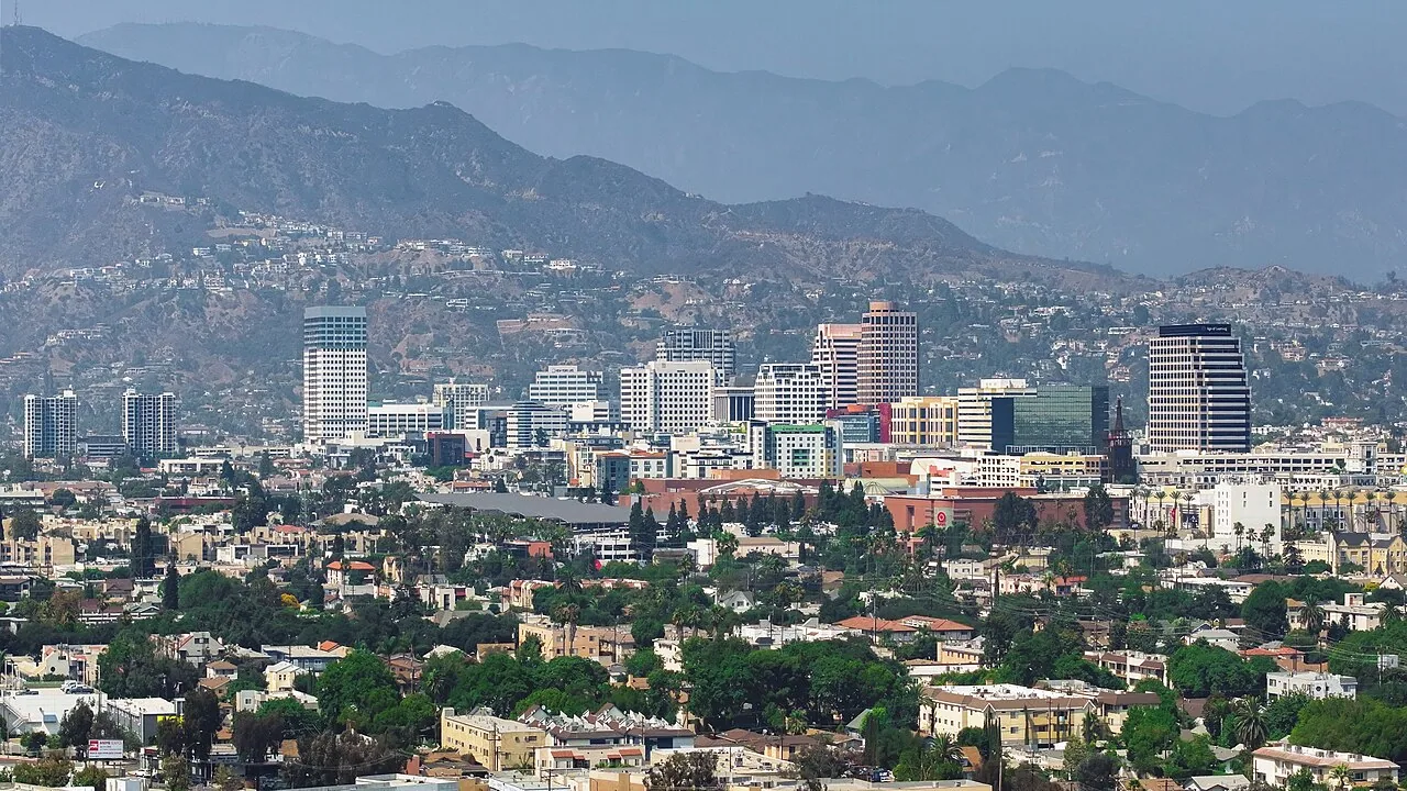 Glendale, CA skyline below the Verdugo and San Gabriel Mountains