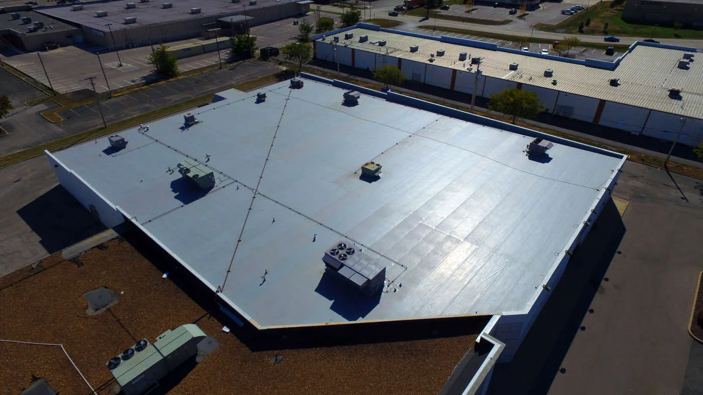 Commercial roof inspection on a Glendale building
